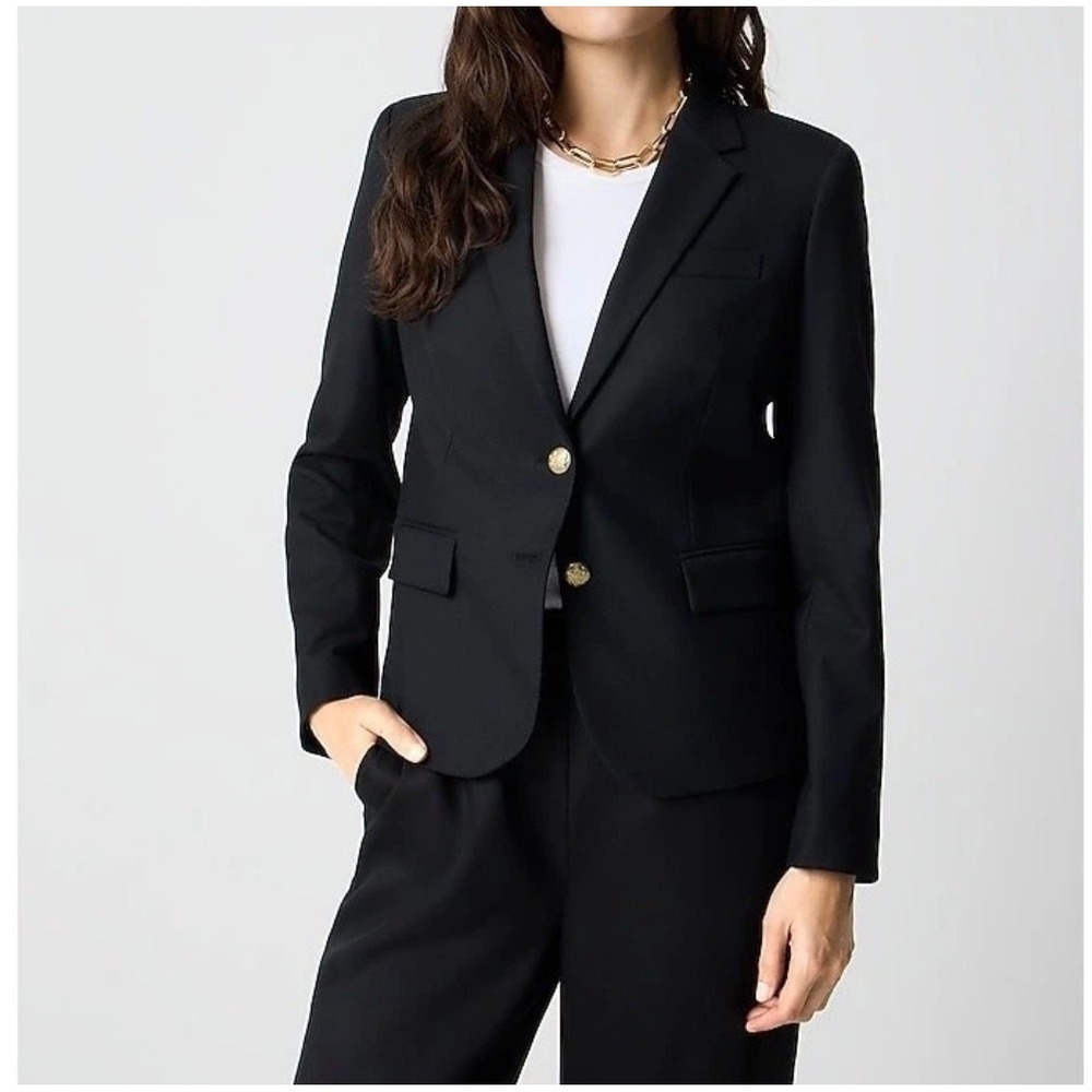 J.Crew Schoolboy Blazer Womens M Navy Gold Button Stretch Career Preppy Jacket